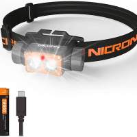 NICRON H25 LED head torch USB rechargeable Super bright head torch with red light 180 ° adjustable Lightweight head torch 1500 l
