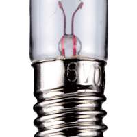 Tube lamp base E10 24.0 volts 2.0 watts 28mm clear, pack of 10