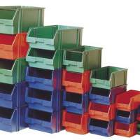 Storage bin size 3 red L.230/200xW.140xH.130mm a.PS stackable, 25 pieces