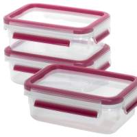 EMSA Clip & Close food storage container 0.55l set of 3 raspberry