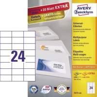 Avery Zweckform label 3474-200 70x37mm white 4,800 pieces/pack.