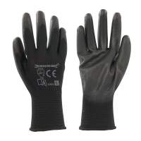 Silverline PU work gloves size L (size 9) black, 1 pair